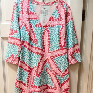 MAHI GOLD Pink , blue and white dress